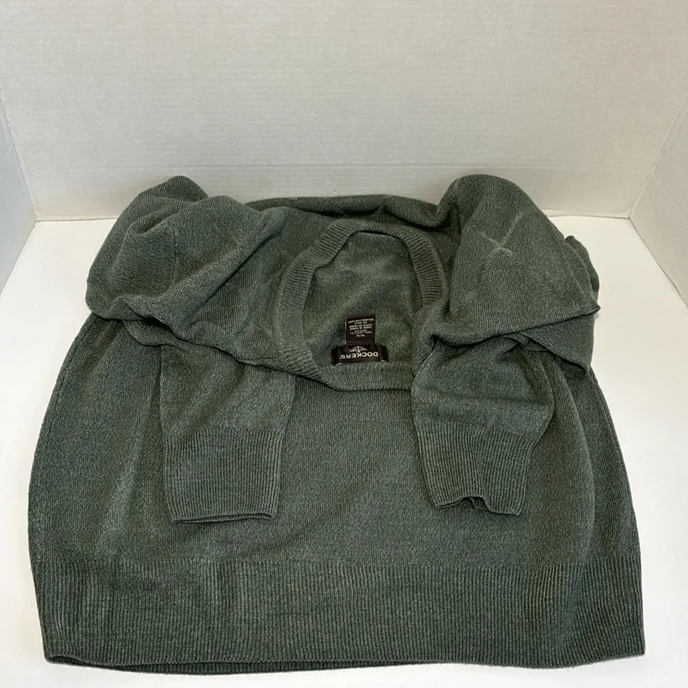 Dockers V-Neck Argyle Sweater Mens Size M Green Pullover Ribbed Geometric NWOT - Picture 9 of 9